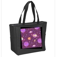 Retro Galaxy Spaceship Zip Tote Bag
