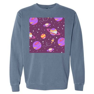 Retro Galaxy Spaceship Garment-Dyed Sweatshirt