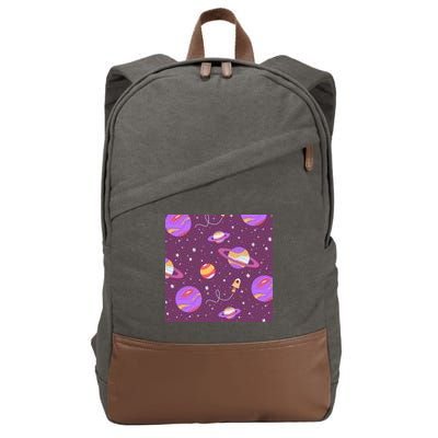 Retro Galaxy Spaceship Cotton Canvas Backpack