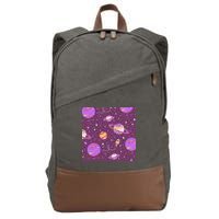 Retro Galaxy Spaceship Cotton Canvas Backpack