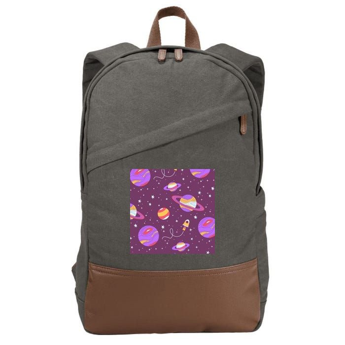 Retro Galaxy Spaceship Cotton Canvas Backpack