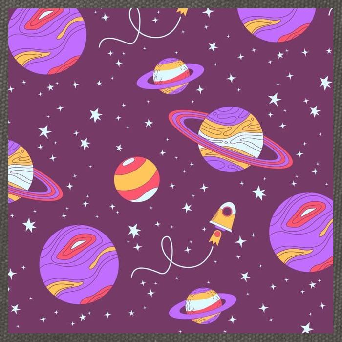 Retro Galaxy Spaceship Cotton Canvas Backpack