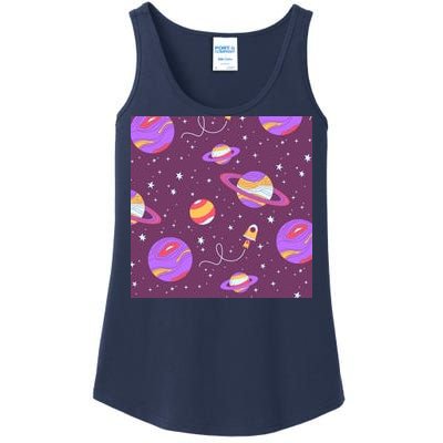 Retro Galaxy Spaceship Ladies Essential Tank