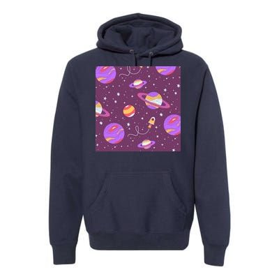 Retro Galaxy Spaceship Premium Hoodie