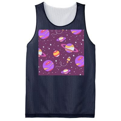 Retro Galaxy Spaceship Mesh Reversible Basketball Jersey Tank