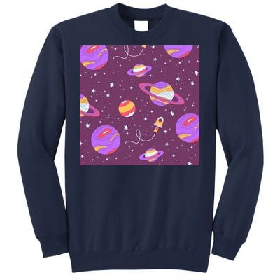 Retro Galaxy Spaceship Tall Sweatshirt