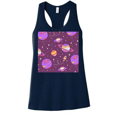 Retro Galaxy Spaceship Women's Racerback Tank