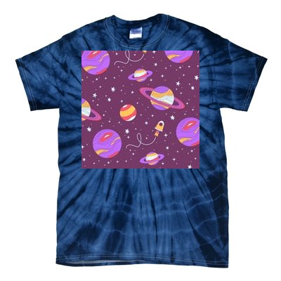 Retro Galaxy Spaceship Tie-Dye T-Shirt