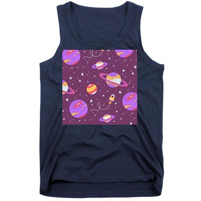 Retro Galaxy Spaceship Tank Top