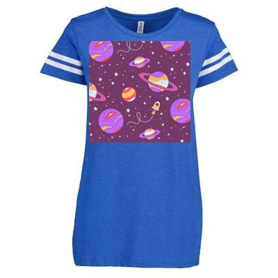 Retro Galaxy Spaceship Enza Ladies Jersey Football T-Shirt