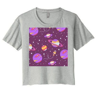 Retro Galaxy Spaceship Women's Crop Top Tee