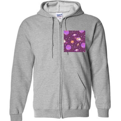 Retro Galaxy Spaceship Full Zip Hoodie