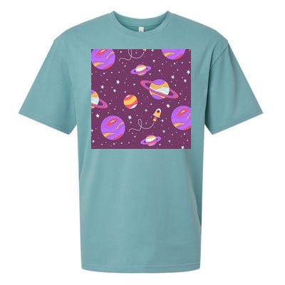 Retro Galaxy Spaceship Sueded Cloud Jersey T-Shirt