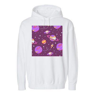 Retro Galaxy Spaceship Garment-Dyed Fleece Hoodie