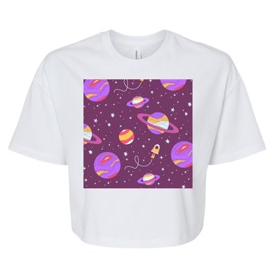 Retro Galaxy Spaceship Bella+Canvas Jersey Crop Tee