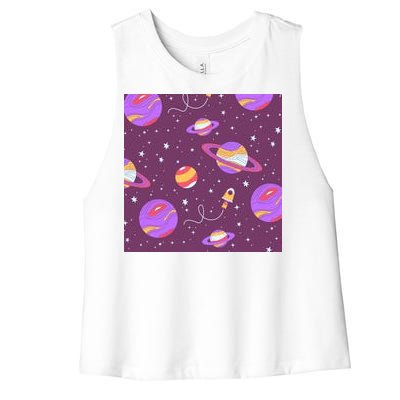 Retro Galaxy Spaceship Women's Racerback Cropped Tank