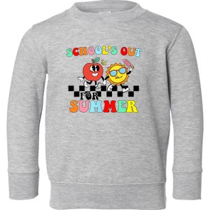 Retro Groovy School's Out For Summer Graduation Teacher Toddler Sweatshirt