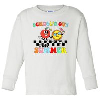 Retro Groovy School's Out For Summer Graduation Teacher Toddler Long Sleeve Shirt