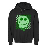 Retro Groovy Smile Face St Patricks Day Hippie Garment-Dyed Fleece Hoodie