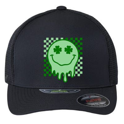 Retro Groovy Smile Face St Patricks Day Hippie Flexfit Unipanel Trucker Cap