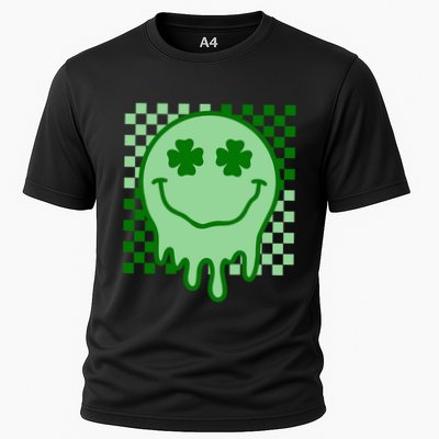 Retro Groovy Smile Face St Patricks Day Hippie Performance Shirt