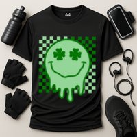 Retro Groovy Smile Face St Patricks Day Hippie Performance Shirt