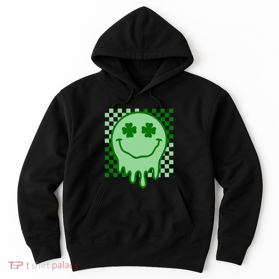 Retro Groovy Smile Face St Patricks Day Hippie Hoodie