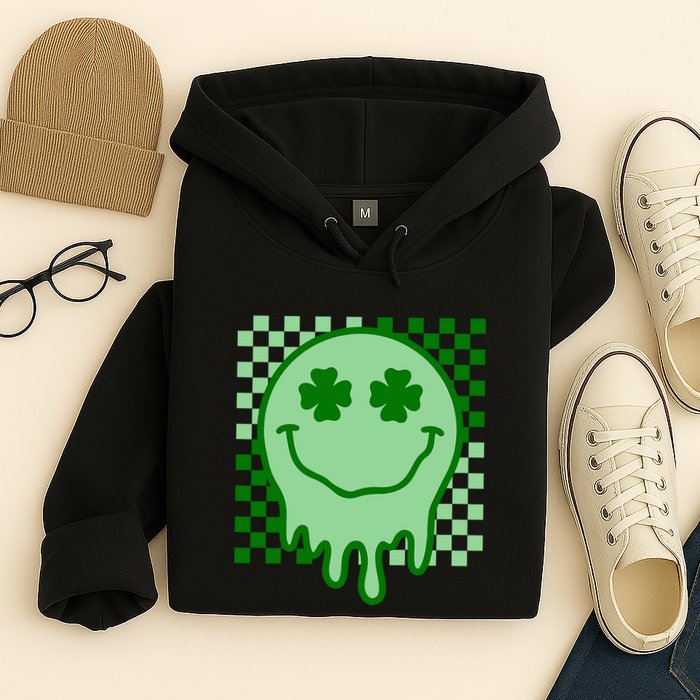 Retro Groovy Smile Face St Patricks Day Hippie Hoodie