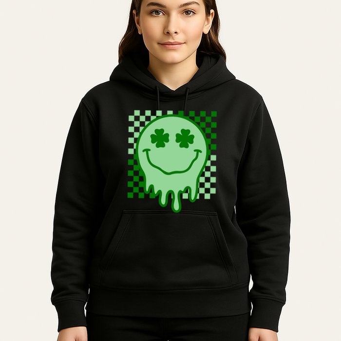 Retro Groovy Smile Face St Patricks Day Hippie Hoodie