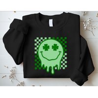 Retro Groovy Smile Face St Patricks Day Hippie Sweatshirt