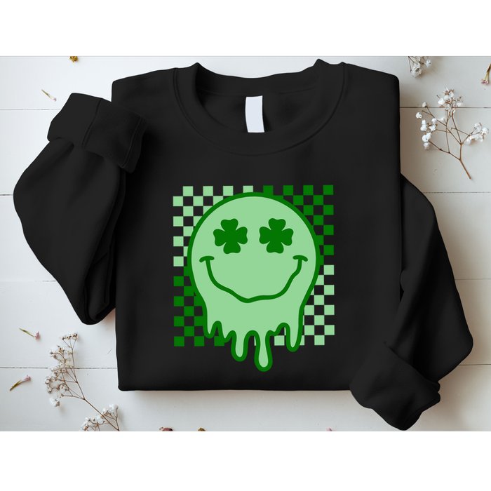 Retro Groovy Smile Face St Patricks Day Hippie Sweatshirt