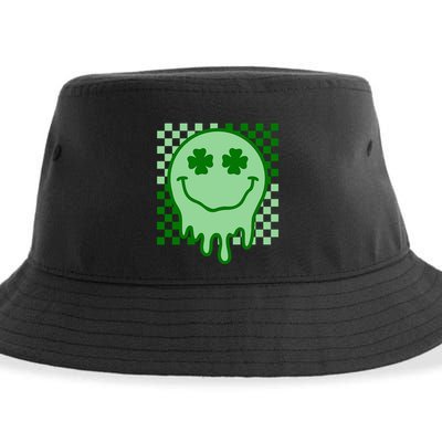 Retro Groovy Smile Face St Patricks Day Hippie Sustainable Bucket Hat