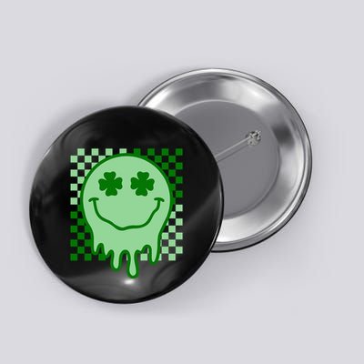 Retro Groovy Smile Face St Patricks Day Hippie Button
