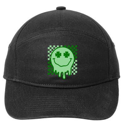 Retro Groovy Smile Face St Patricks Day Hippie 7-Panel Snapback Hat