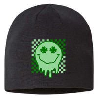 Retro Groovy Smile Face St Patricks Day Hippie Sustainable Beanie