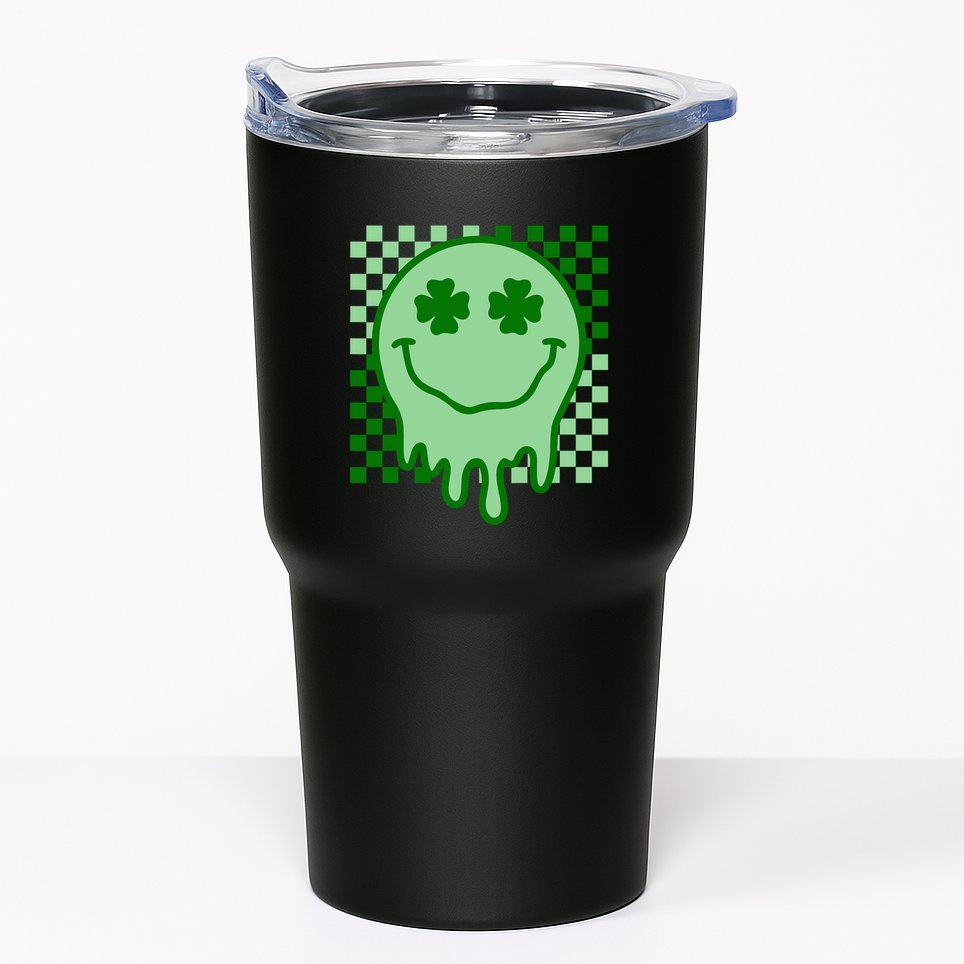 Retro Groovy Smile Face St Patricks Day Hippie Tumbler