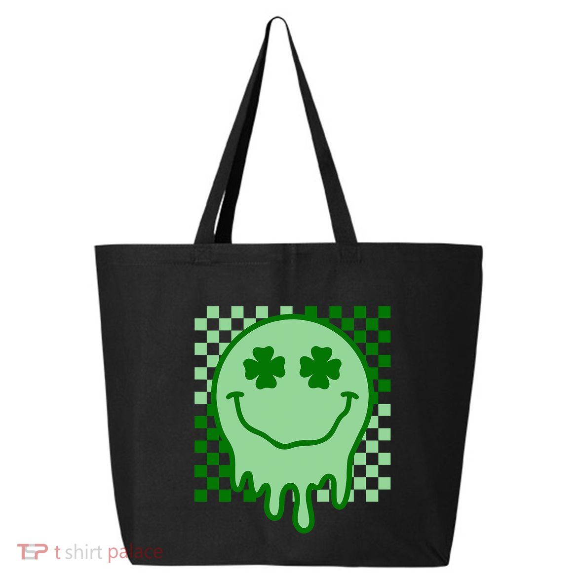 Retro Groovy Smile Face St Patricks Day Hippie 25L Jumbo Tote