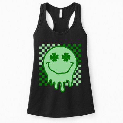 Retro Groovy Smile Face St Patricks Day Hippie Womens Tank Top
