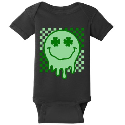Retro Groovy Smile Face St Patricks Day Hippie Baby Bodysuit