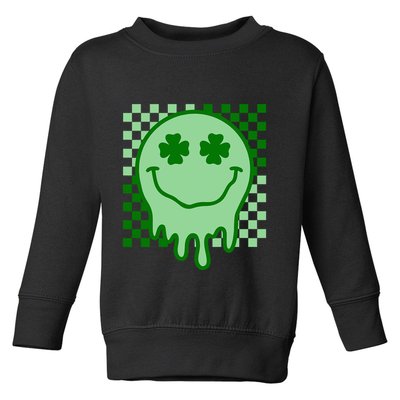 Retro Groovy Smile Face St Patricks Day Hippie Toddler Sweatshirt