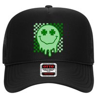 Retro Groovy Smile Face St Patricks Day Hippie Trucker Hat