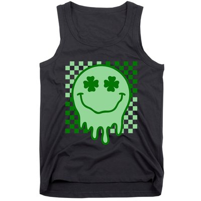 Retro Groovy Smile Face St Patricks Day Hippie Tank Top
