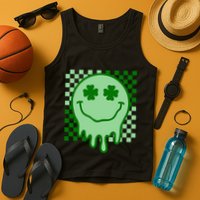 Retro Groovy Smile Face St Patricks Day Hippie Tank Top