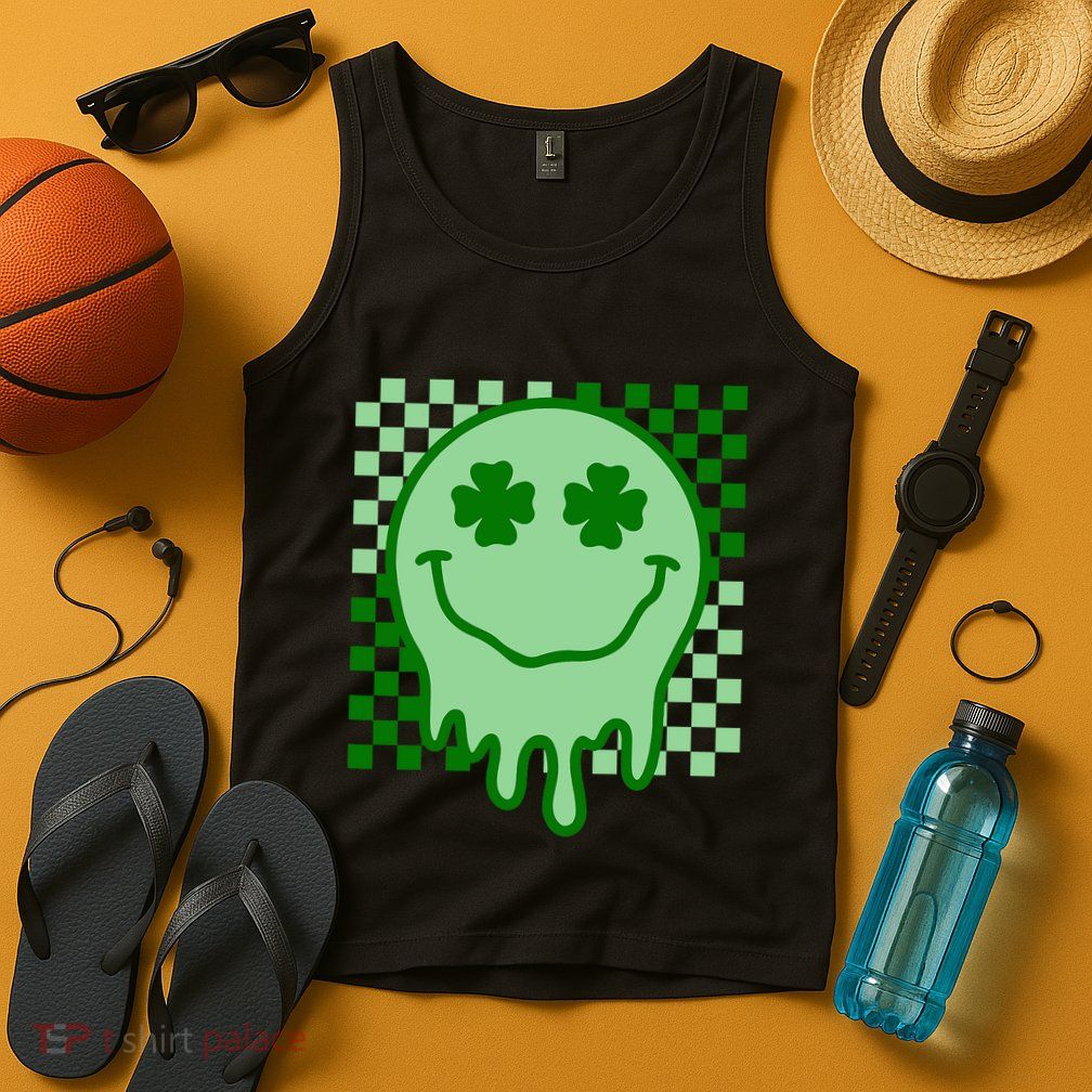 Retro Groovy Smile Face St Patricks Day Hippie Tank Top