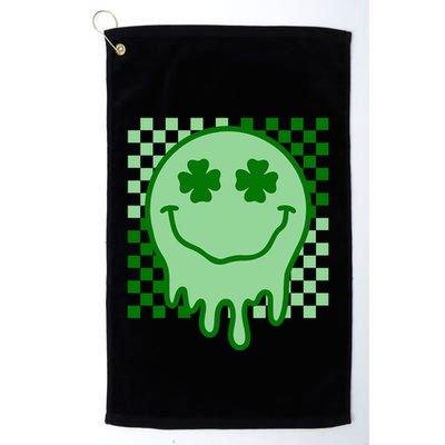 Retro Groovy Smile Face St Patricks Day Hippie Golf Towel