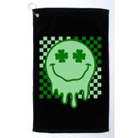 Retro Groovy Smile Face St Patricks Day Hippie Golf Towel