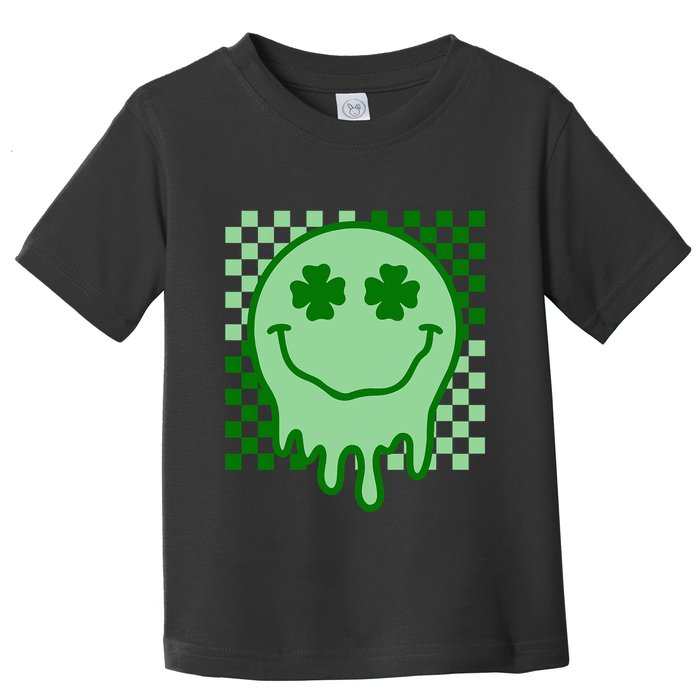 Retro Groovy Smile Face St Patricks Day Hippie Toddler T-Shirt