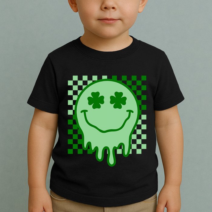 Retro Groovy Smile Face St Patricks Day Hippie Toddler T-Shirt