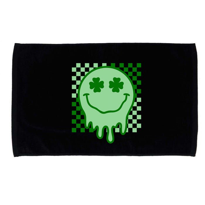 Retro Groovy Smile Face St Patricks Day Hippie Microfiber Hand Towel