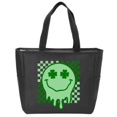Retro Groovy Smile Face St Patricks Day Hippie Zip Tote Bag